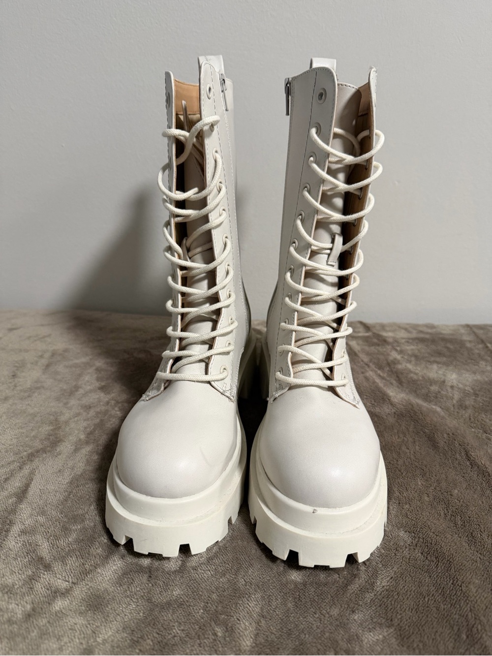 Dolce Vita Ivory white mid-calf combat boots